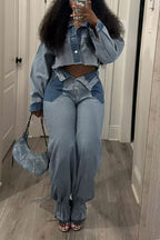Contrast Cropped Jacket & Pant Set Lavish Daily