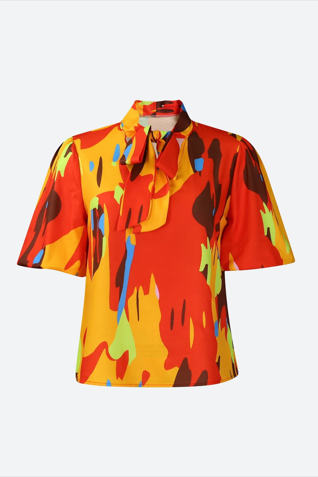 Tie Bow Colorblock Blouse Lavish Daily