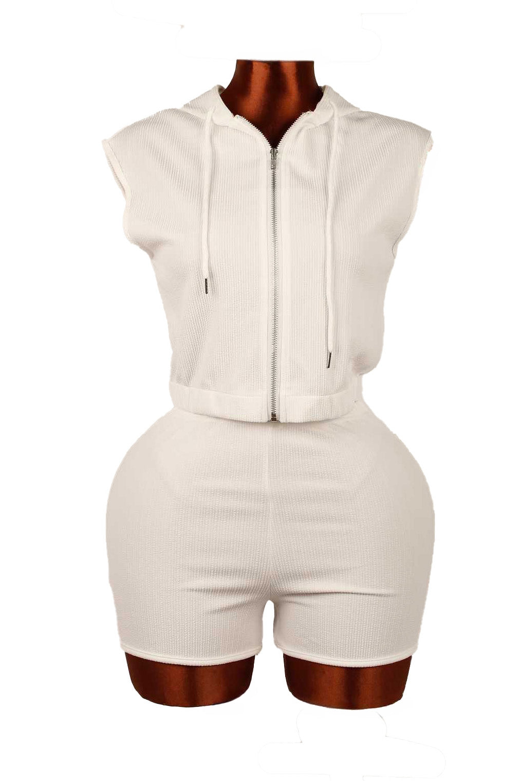 Solid Color Short Zip Hoodie & Shorts Set Lavish Daily