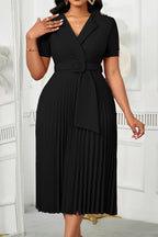 Plus Size V-Neck Pleated High Waist Elegant Dress Lavish Daily