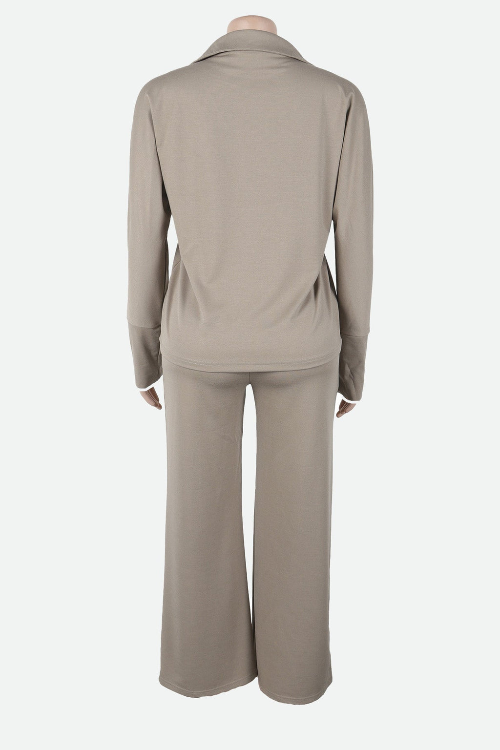 V-Neck Long Sleeve Stretch Fitted Two-Piece Set Lavish Daily