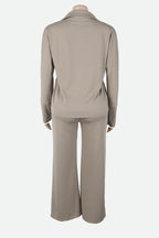 V-Neck Long Sleeve Stretch Fitted Two-Piece Set Lavish Daily