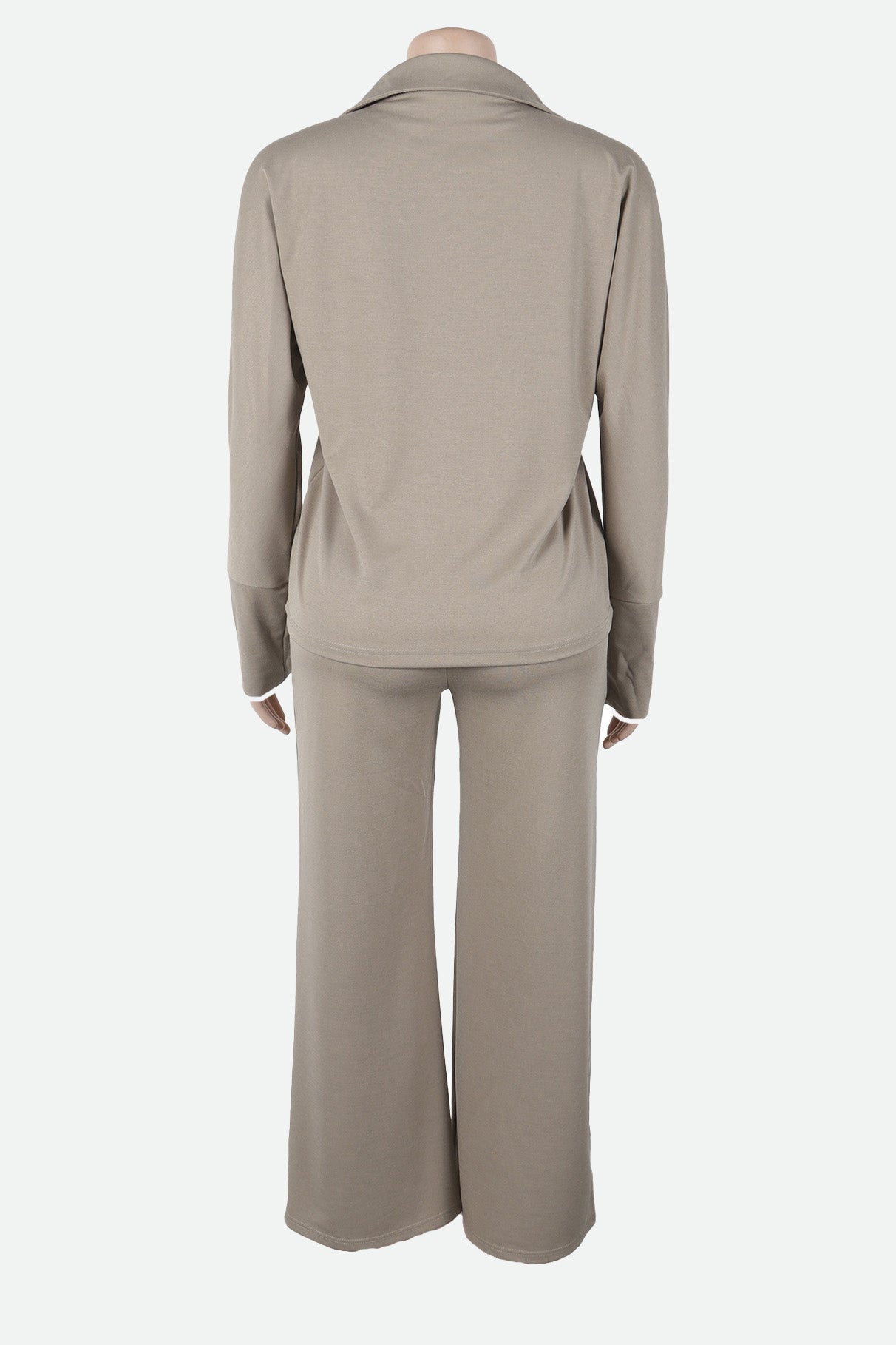 V-Neck Long Sleeve Stretch Fitted Two-Piece Set Lavish Daily