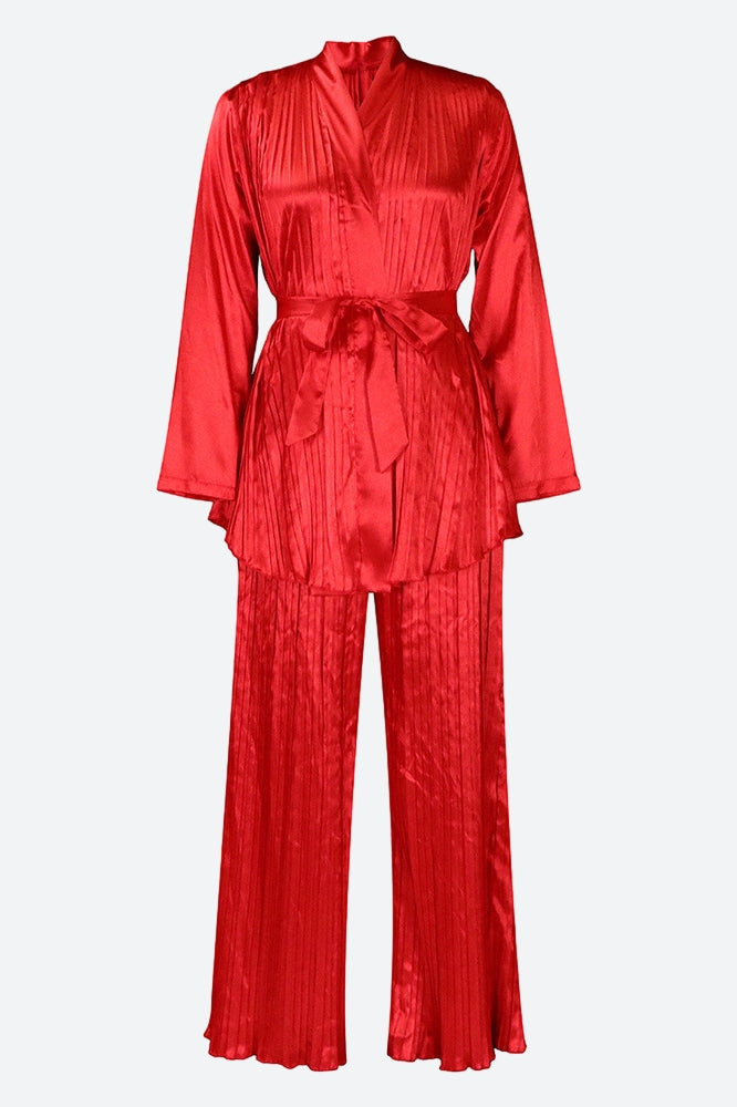 V Neck Long Sleeve Tops Wide Leg Pants Set Lavish Daily