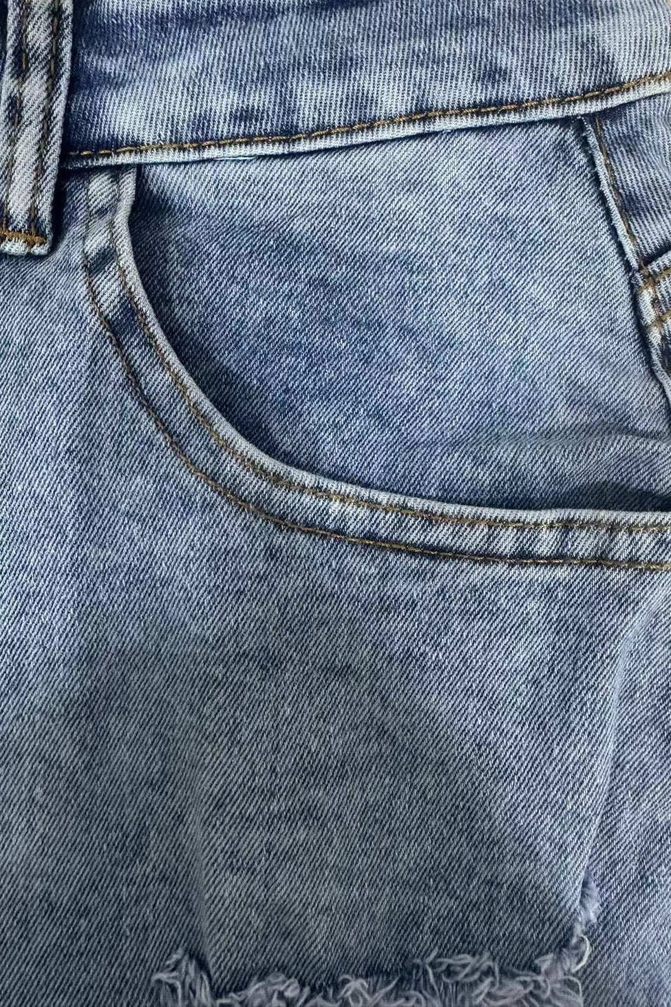 Slit Ripped Pocket Cargo Denim Skirt Lavish Daily