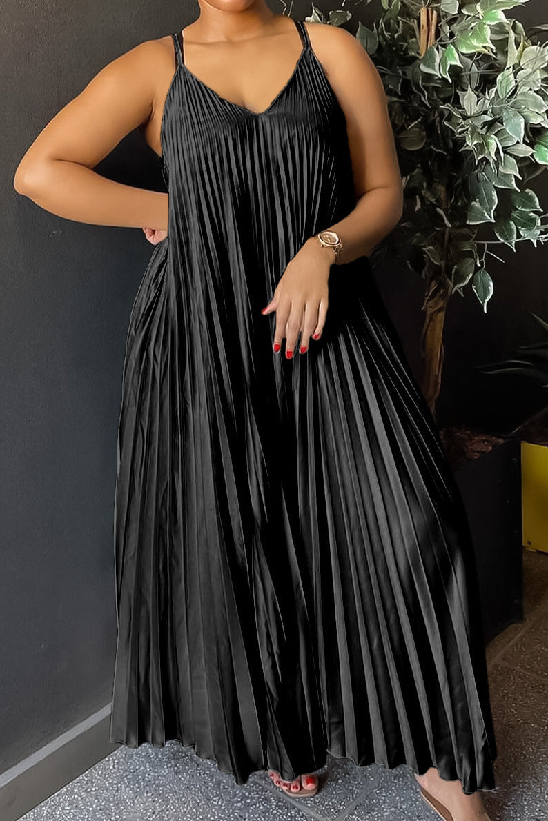 Sling Pleated Maxi Dresses Lavish Daily