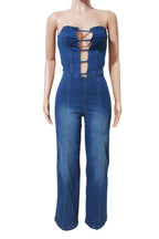 Strapless Backless Slim Denim Jumpsuit Lavish Daily
