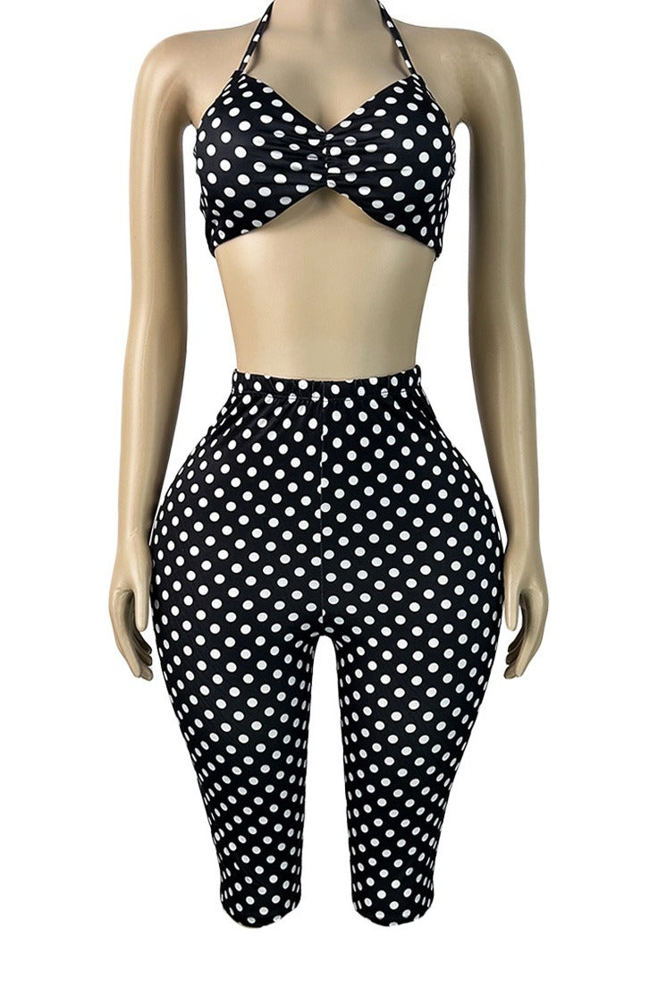 Retro Polka Dot 2-Piece Capri Set Lavish Daily