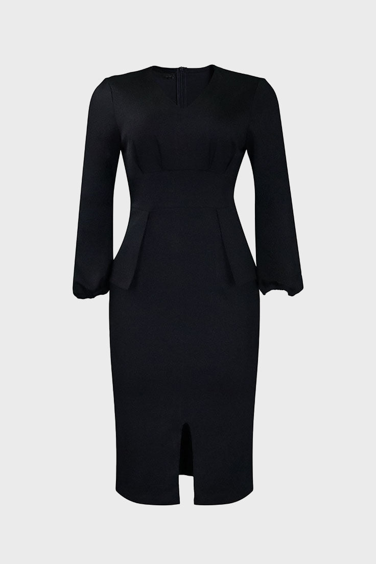 V-Neck Patchwork One-Step Skirt Dress Lavish Daily