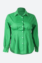 Collar Button Long Sleeve Blouse Lavish Daily