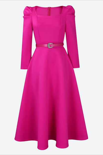 Puff Sleeve Elegant Pleated A-Line Dress Lavish Daily