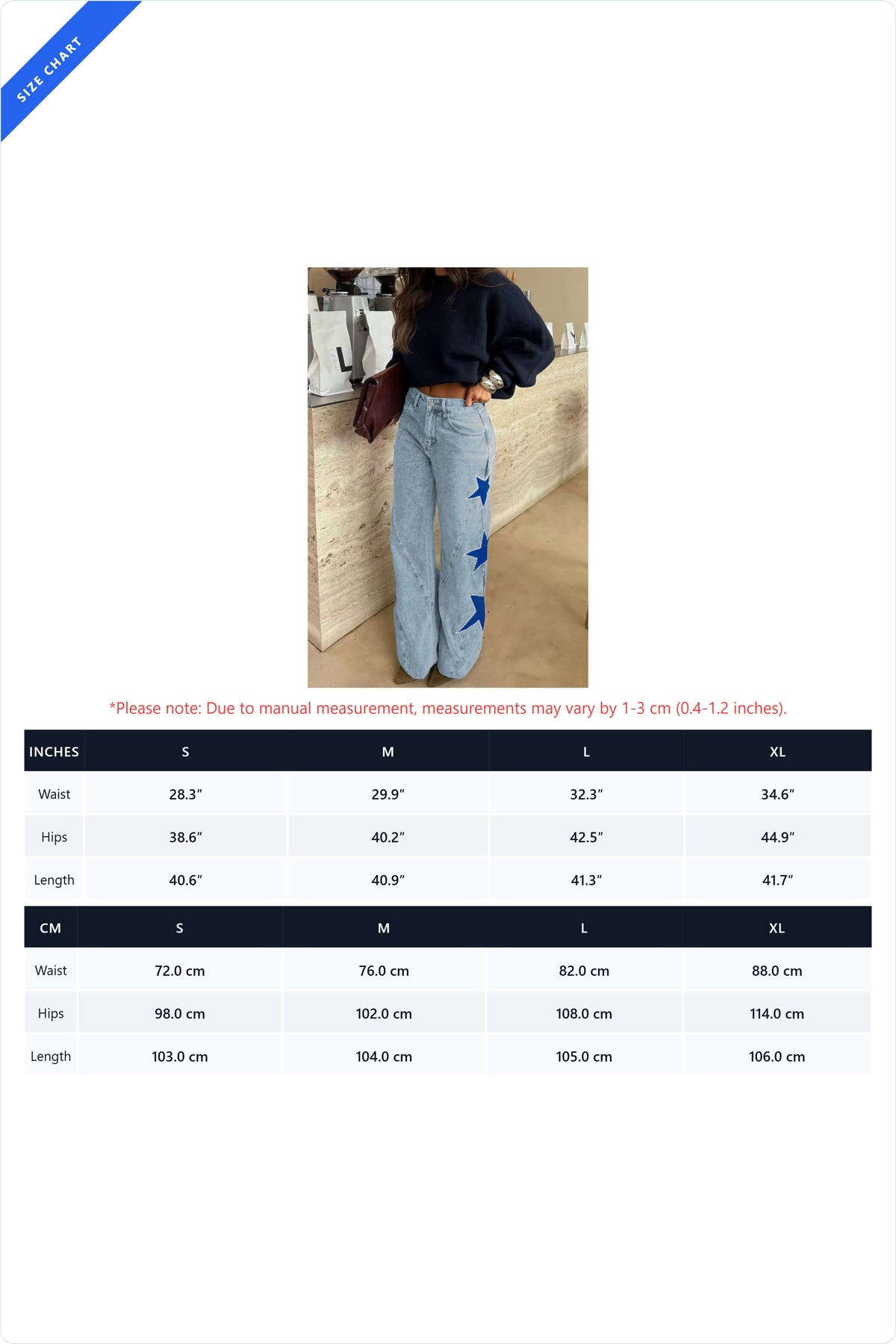 High-Waisted Star Patch Wide Leg Jeans Lavish Daily
