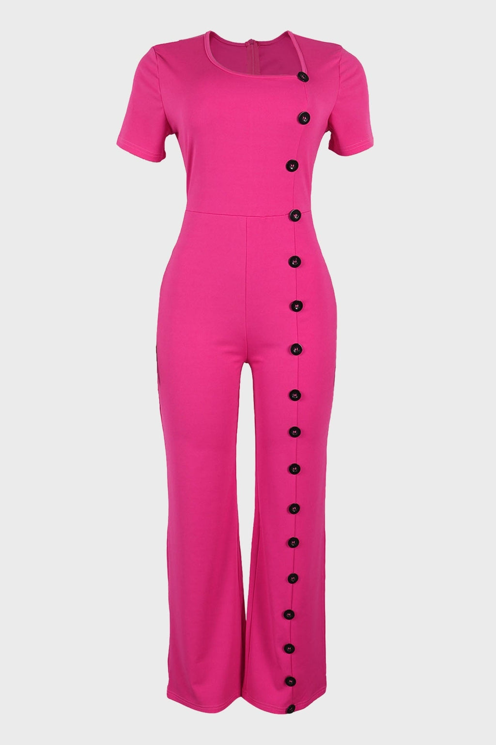 Slim Waist Button Wide Leg Jumpsuit Lavish Daily