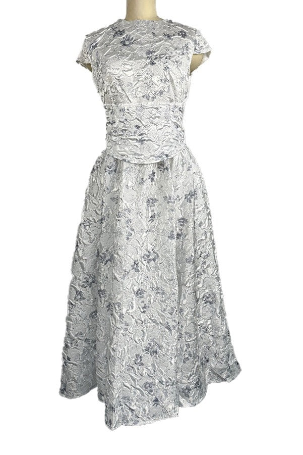 Printed Waist Defined A Line Midi Dress Lavish Daily
