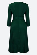 Elegant Pleated Career Solid Dress Lavish Daily