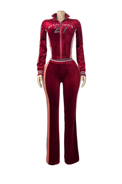 Graphic Velour Flared Track Set Lavish Daily