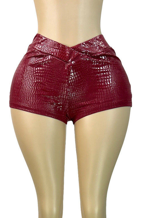 Stretch Faux Leather Bodycon Shorts Lavish Daily