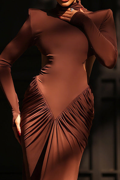 Cutout Long Sleeve Maxi Dress Lavish Daily