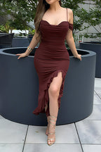 Stylish Soiree Cold Shoulder Midi Dress Lavish Daily