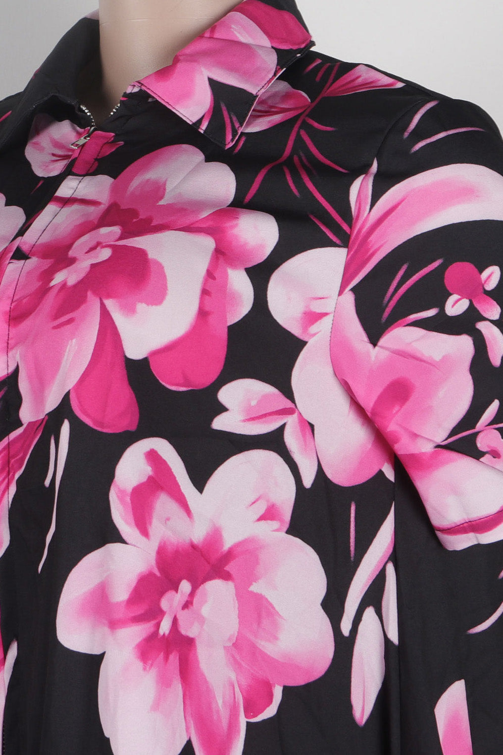 Floral V-Neck Short Sleeve Zip Dress Lavish Daily