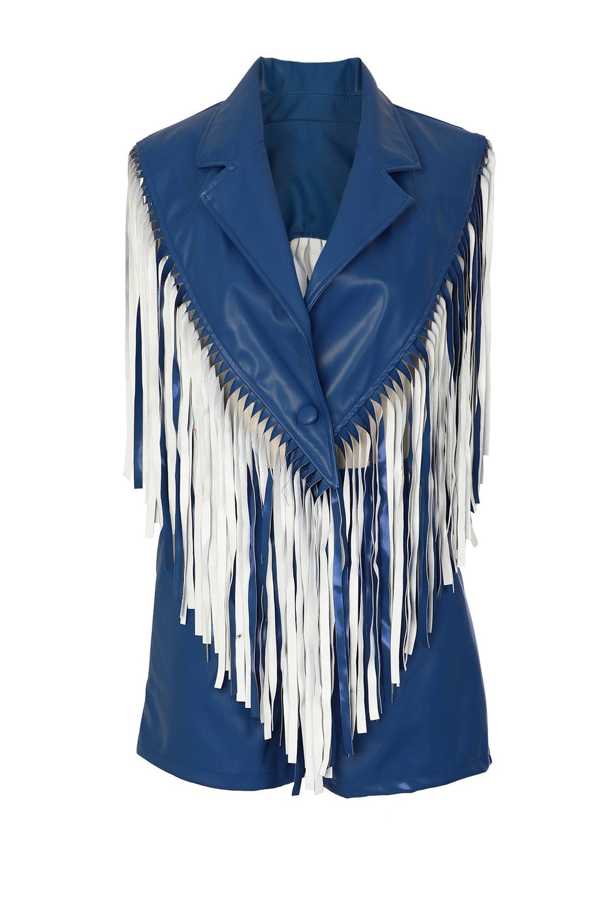 Fringed Faux-Leather Blazer & Shorts 2-Piece Set Lavish Daily