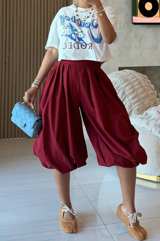 Pleated Balloon Leg Culotte Lavish Daily