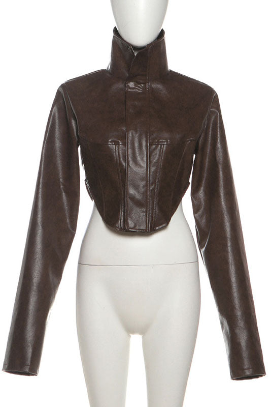 Cropped Faux Leather Jacket Lavish Daily