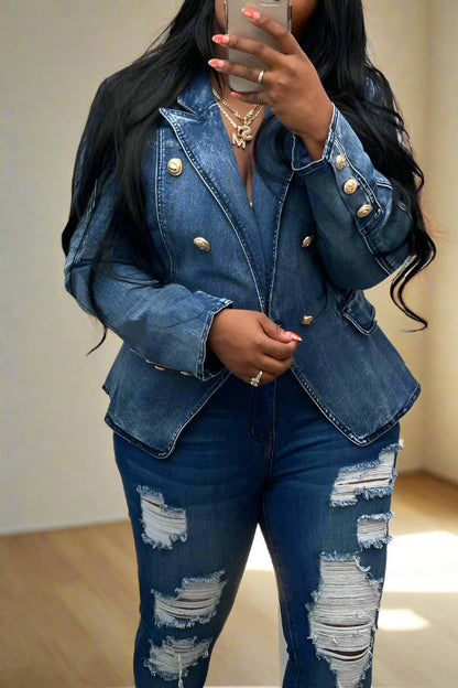 Denim Blazer Jacket Lavish Daily