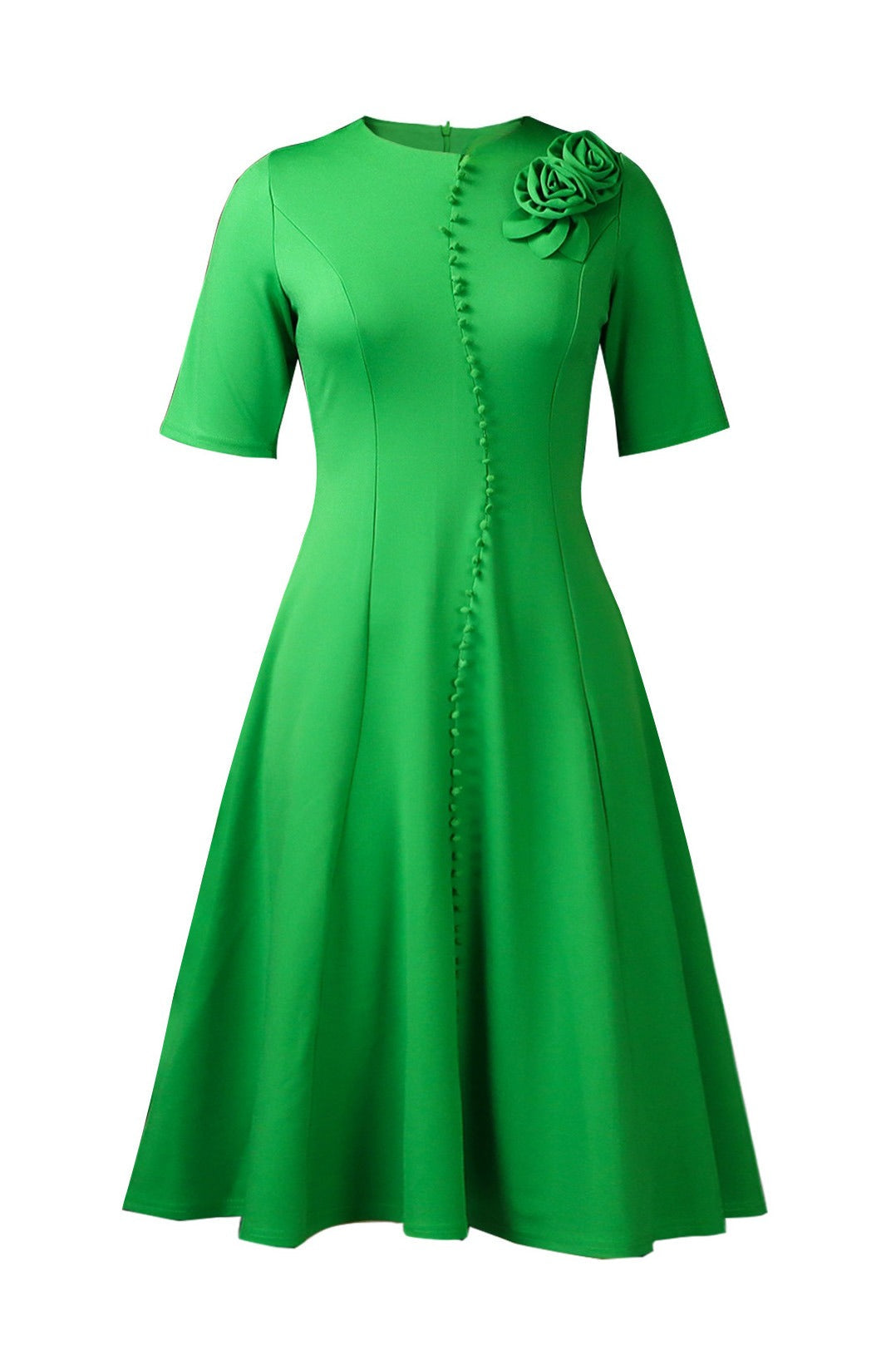Asymmetrical Button A-Line Midi Dress Lavish Daily
