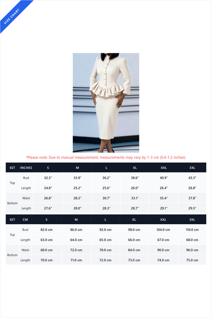 Peplum Jacket Pencil Skirt Two Piece Set Lavish Daily