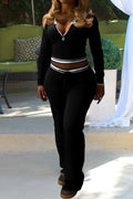 Half Zip Collar Top and Drawstring Pants Set Lavish Daily