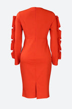 Ruffle Hem Solid Color Bodycon Dress Lavish Daily