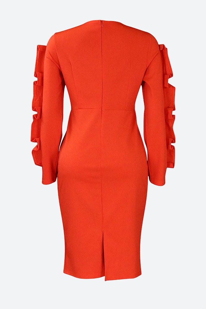 Ruffle Hem Solid Color Bodycon Dress Lavish Daily