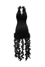 High Neck Cut Out Front Frilly Mini Dress Lavish Daily