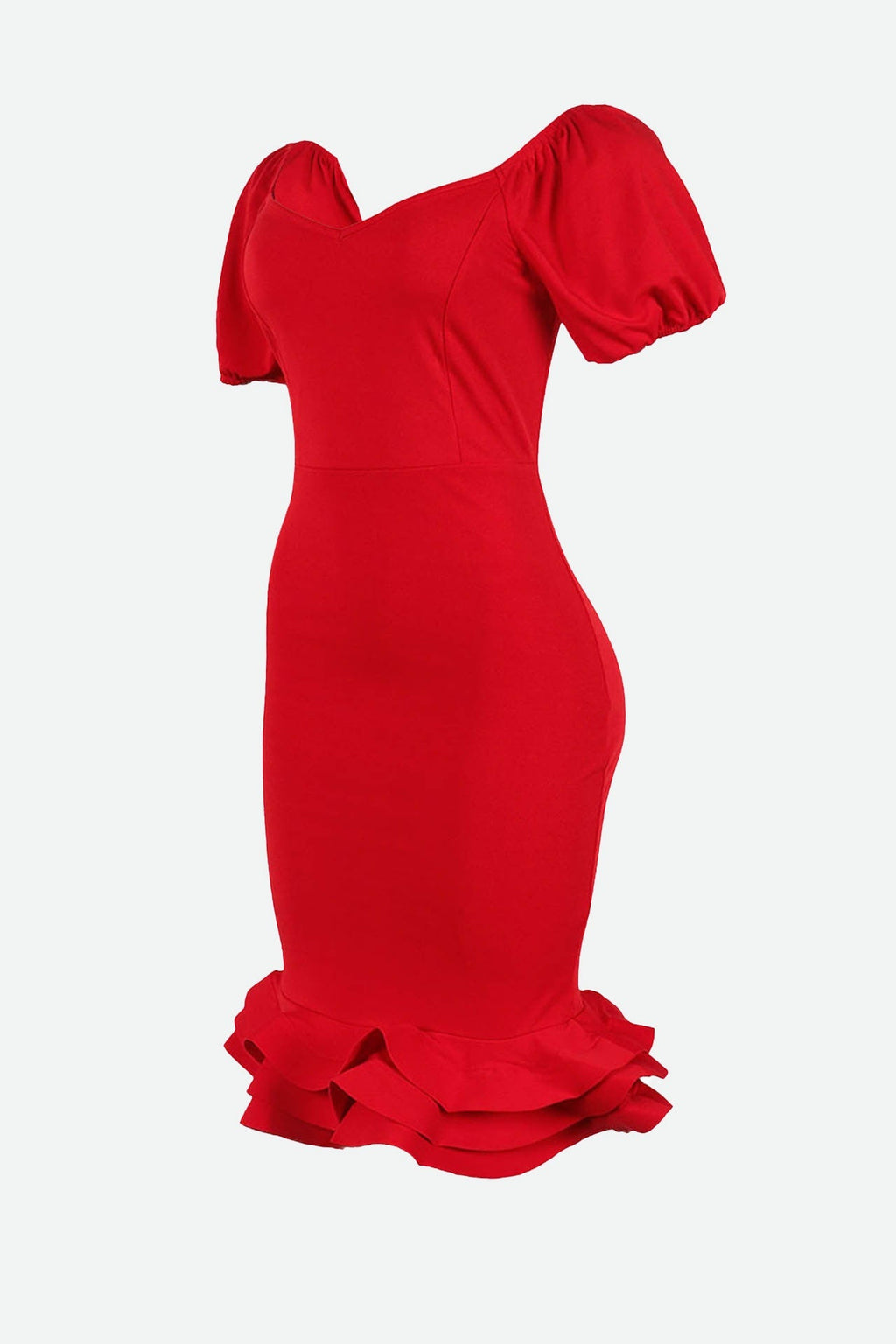 Elegant Ruffle Hem V Neck Wrapped Skirt Dress Lavish Daily