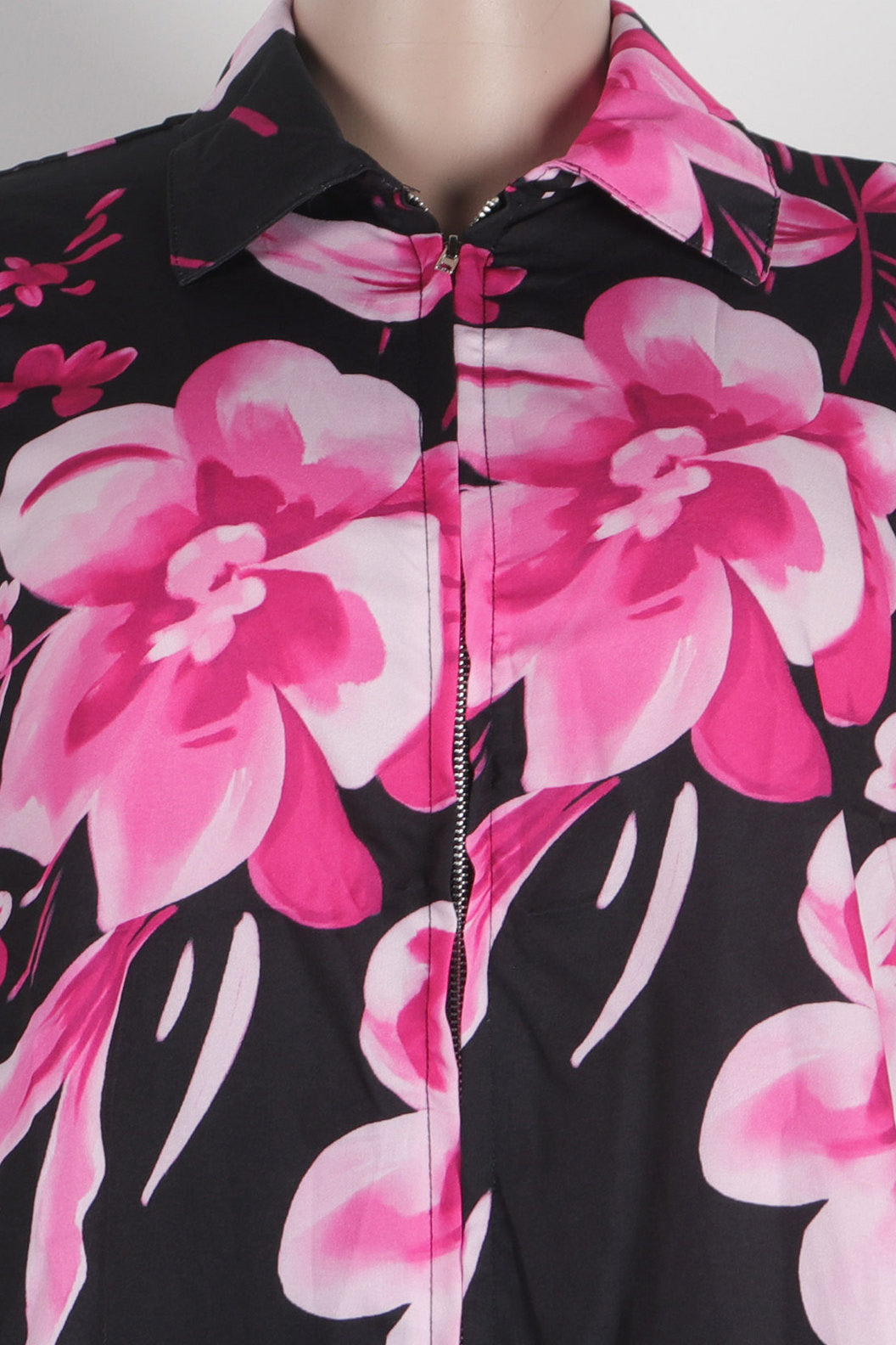 Floral V-Neck Short Sleeve Zip Dress Lavish Daily