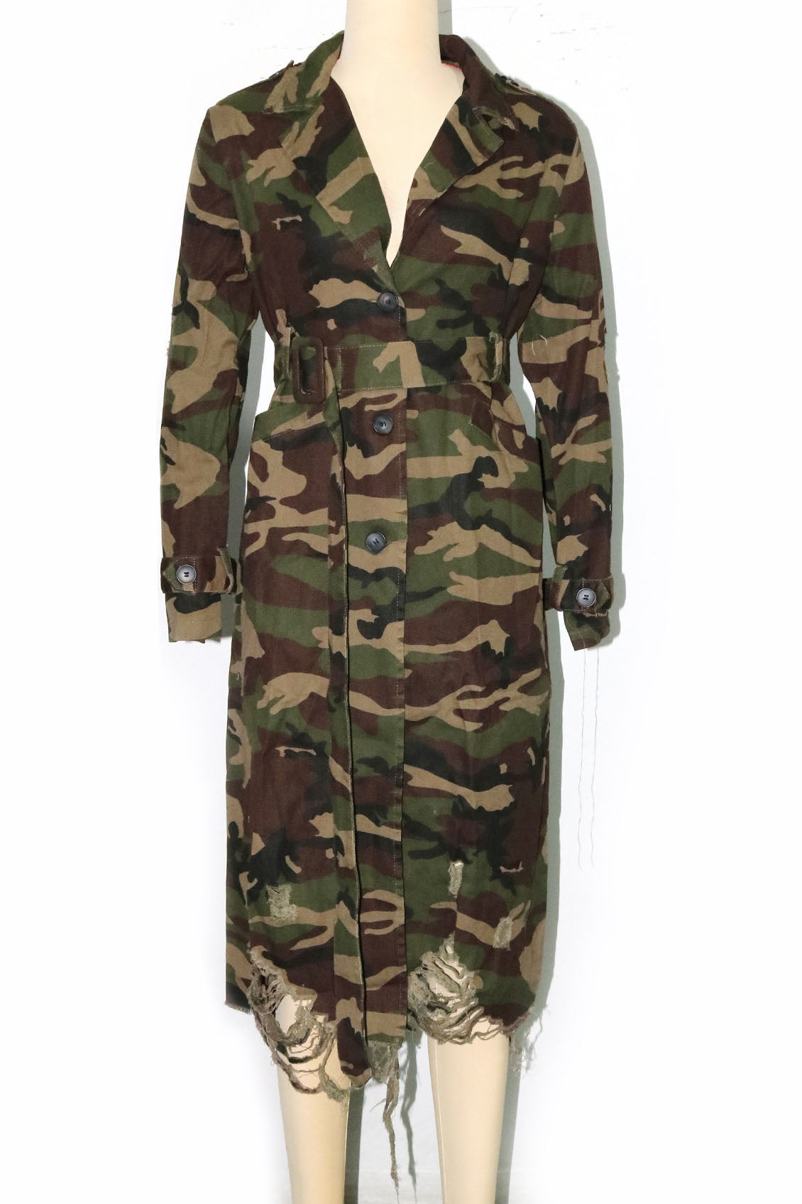 Longline Distressed Camouflage Jacket Lavish Daily