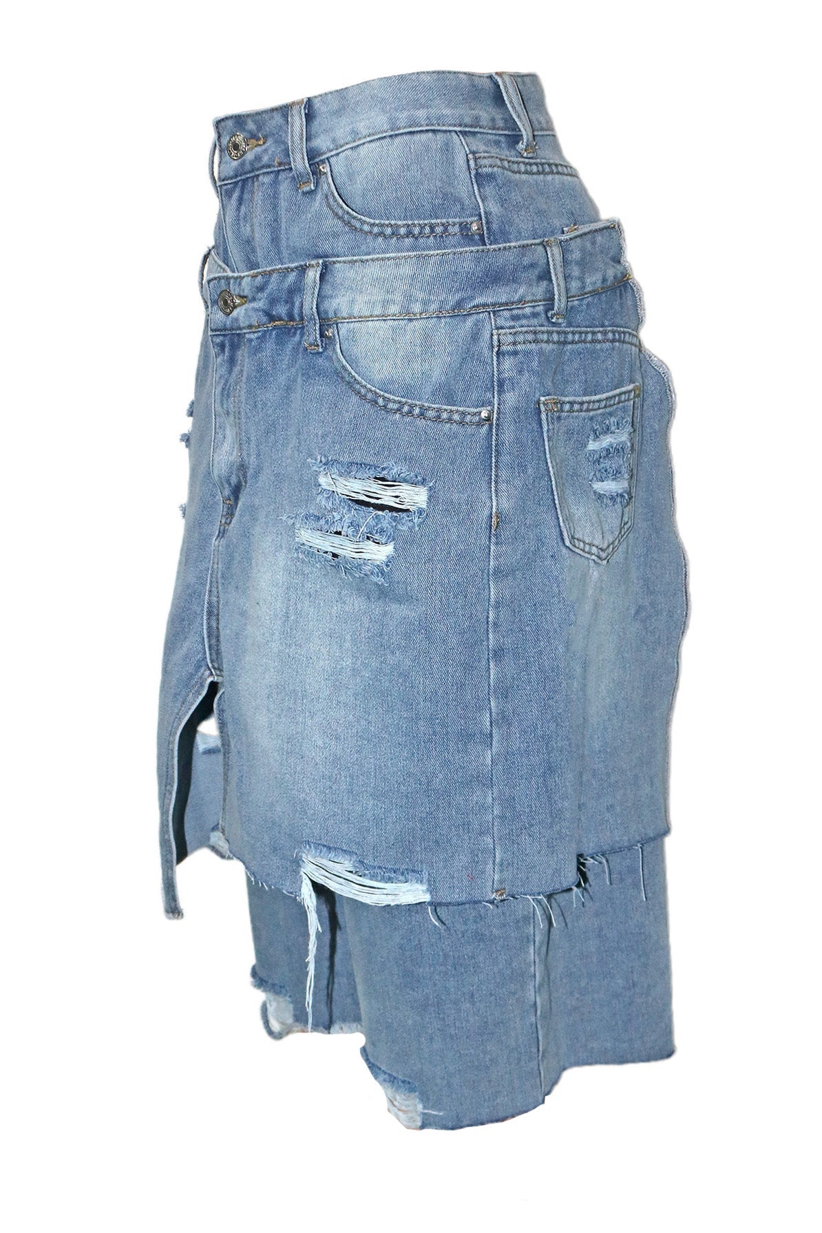 Double Denim Baggy Capri Jeans Lavish Daily