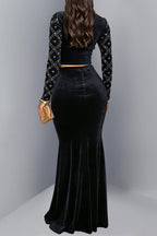 Elegant Pearl Beaded Rhinestone Evening Maxi Set Lavish Daily