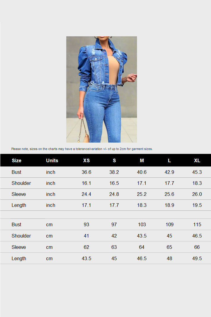 Ripped Edge Jacket Washed Denim Top Lavish Daily