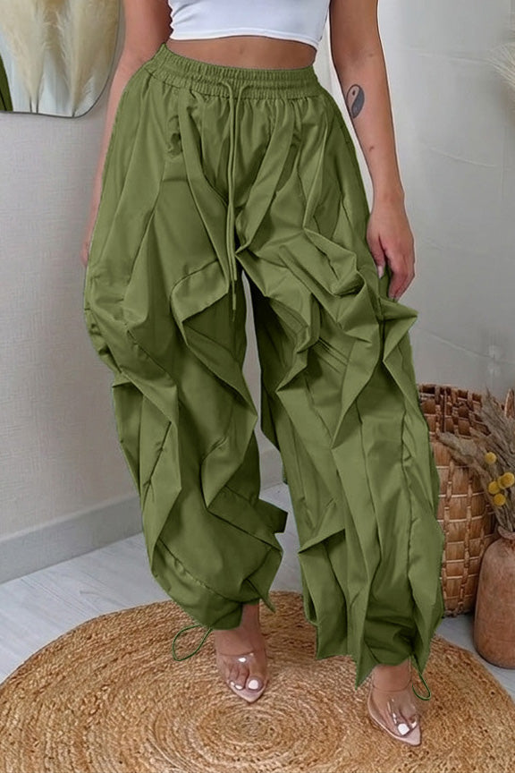 Patchwork Cargo Lantern Jogger Pants Lavish Daily