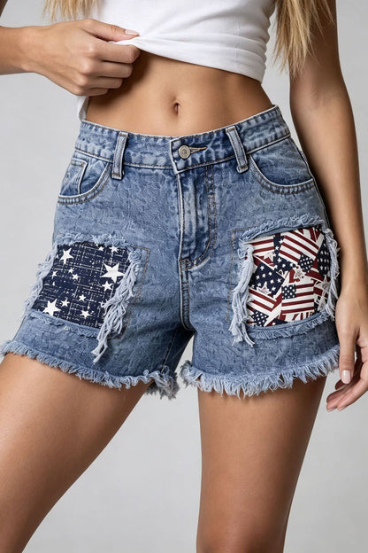 American Flag Distressed Denim Shorts Lavish Daily