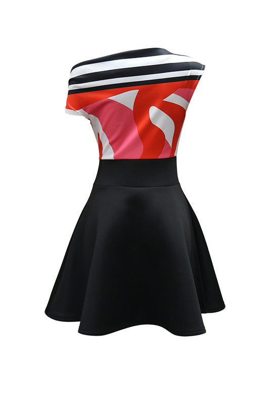 Off Shoulder Printed Mini Dress Lavish Daily