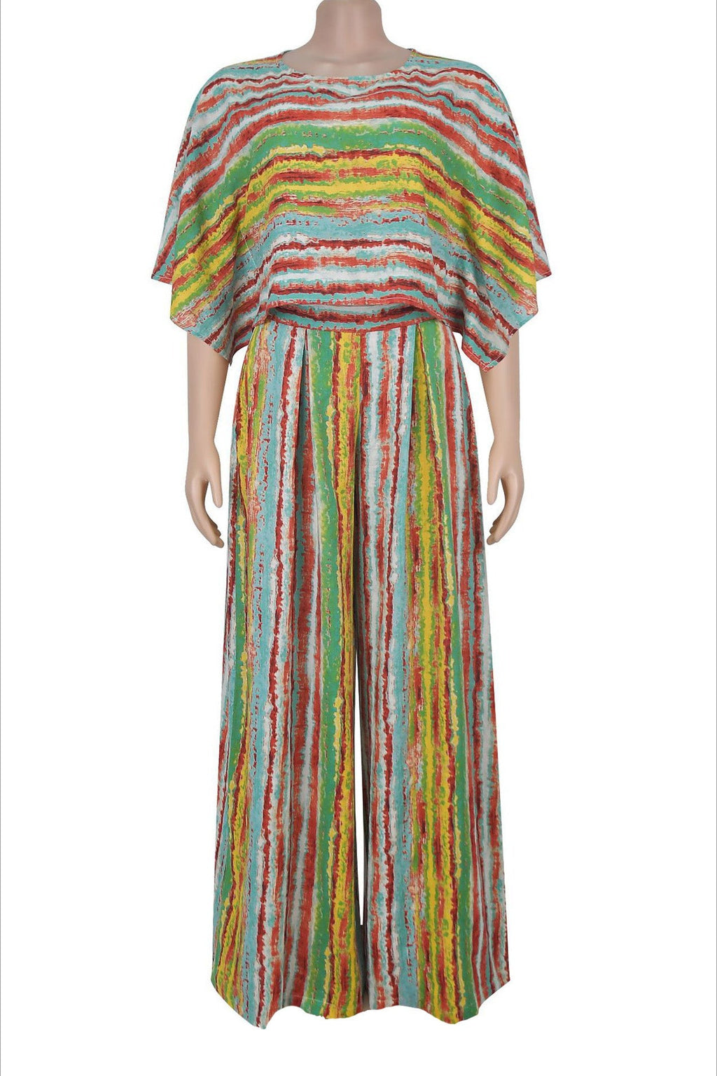 Stripe Crop Top & Wide-Leg Pants Set Lavish Daily