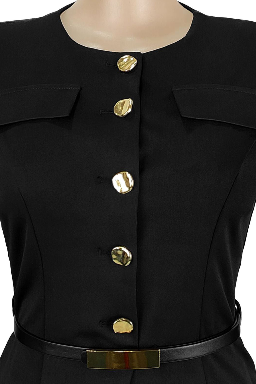 Belted Collarless 2-Piece Power Suit Lavish Daily