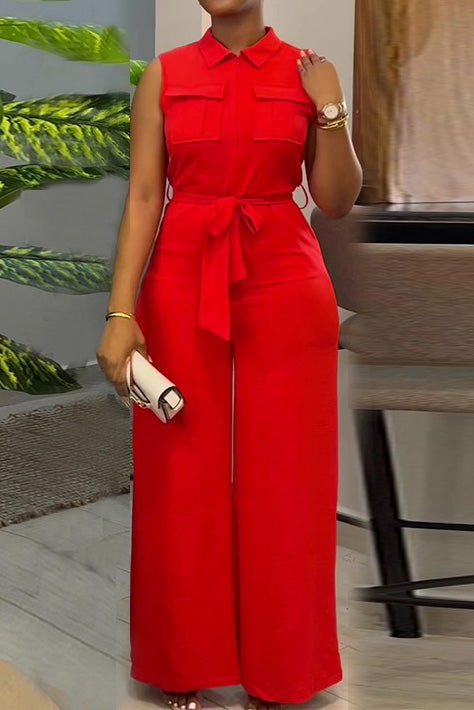 Collared Wide Leg Jumpsuit Lavish Daily