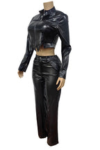 Faux Leather Jacket and Pants Set Lavish Daily