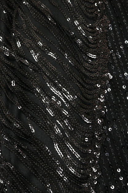 Halter Tassel Fringe Sequin Maxi Dress Lavish Daily