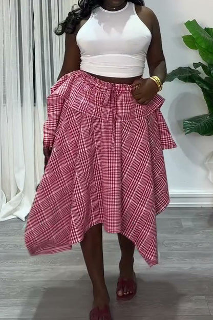 Plaid Asymmetrical Handkerchief Skirt Lavish Daily