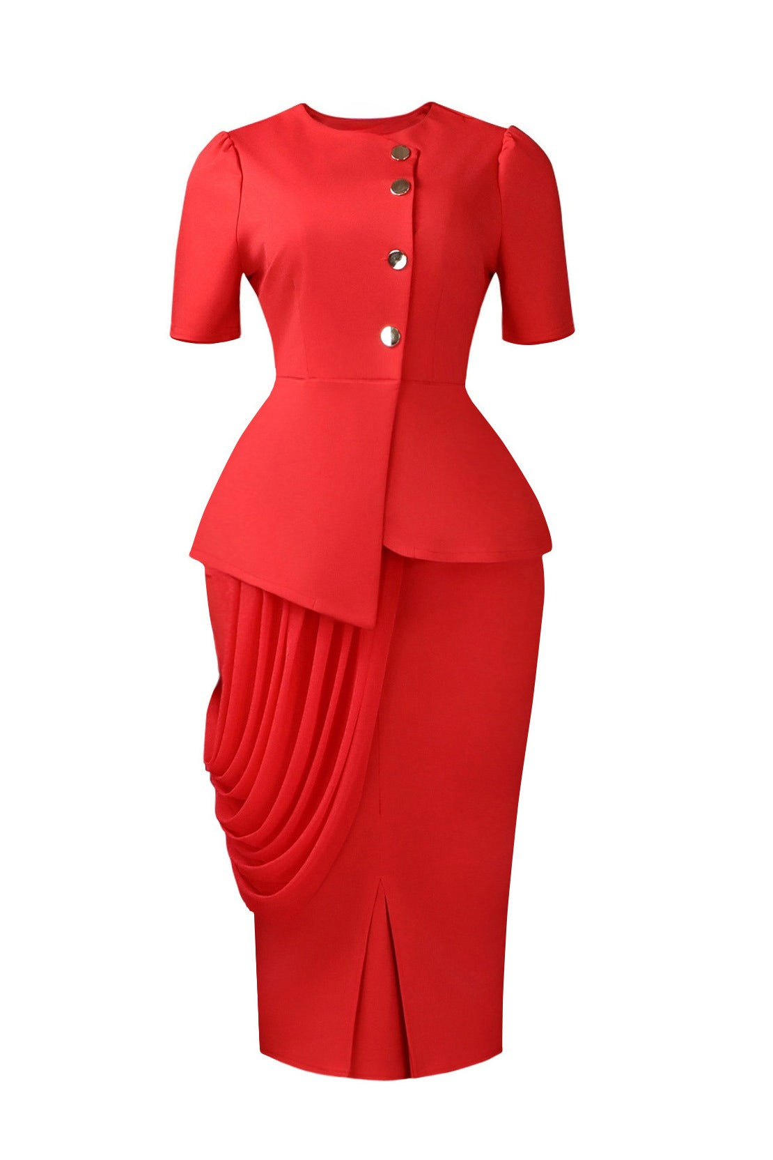 Asymmetrical Button Peplum Skirt Set Lavish Daily